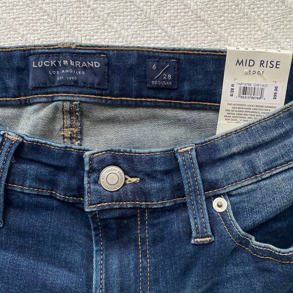 NWT Lucky Brand Sweet Boot Mid-Rise Jeans Womens Size 28 Dark Wash Stretch Denim - Picture 6 of 10